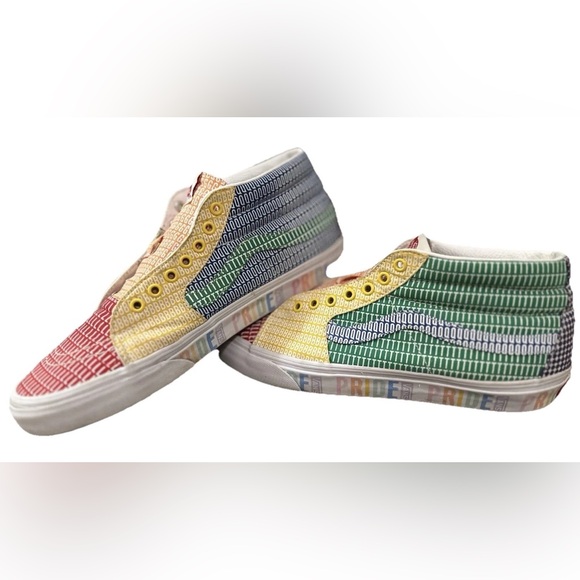 VANS Sk8-Mid Pride Skate Shoes Multi True Rainbow Mens Size 12 - Picture 4 of 8